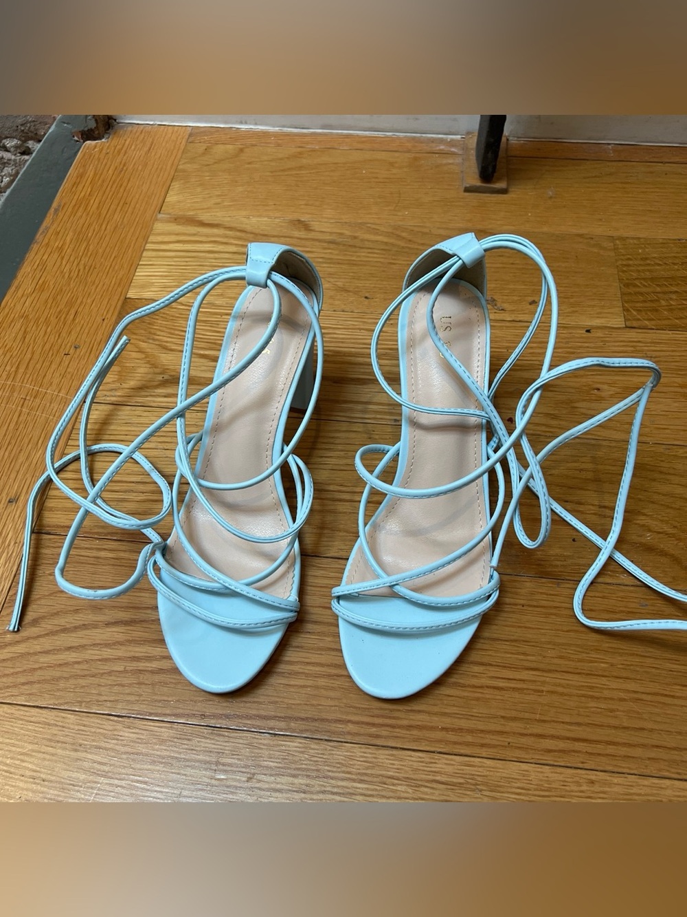 Light Blue Lace-Up Women's Sandals